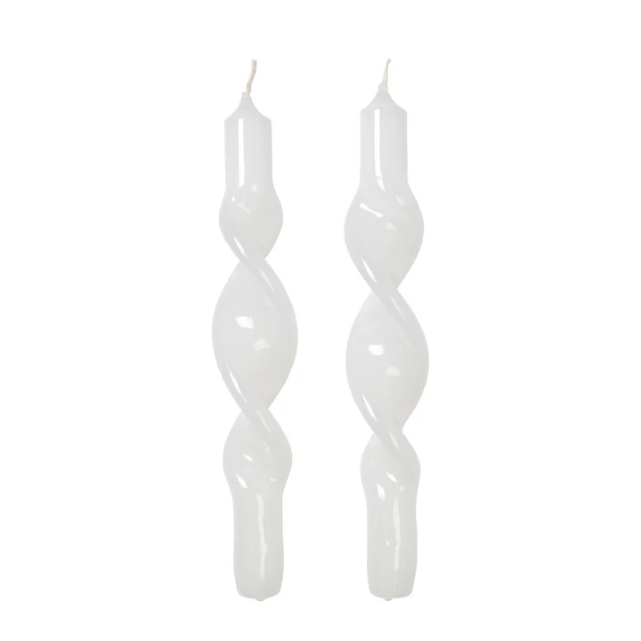 Broste Copenhagen - Twist Bougie, pure white (set de 2)