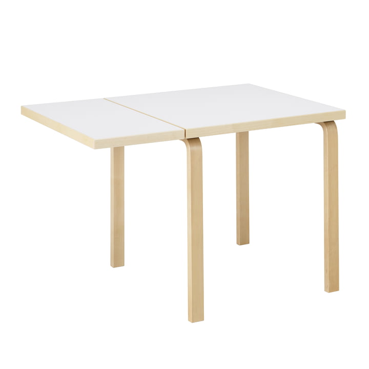 Artek - Aalto DL81C Table de salle à manger pliante, H x L 74 x 79 / 112,5 cm, blanc