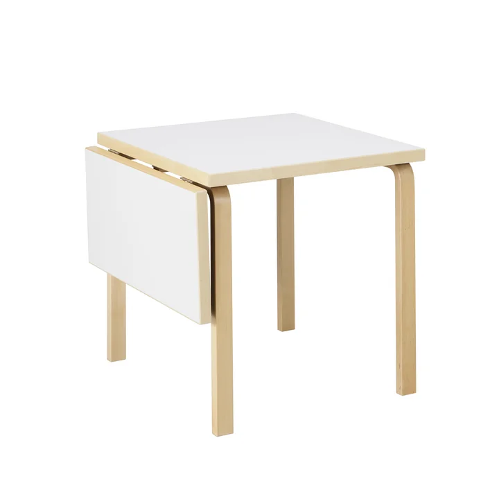 Artek - Aalto DL81C Table de salle à manger pliante, H x L 74 x 79 / 112,5 cm, blanc