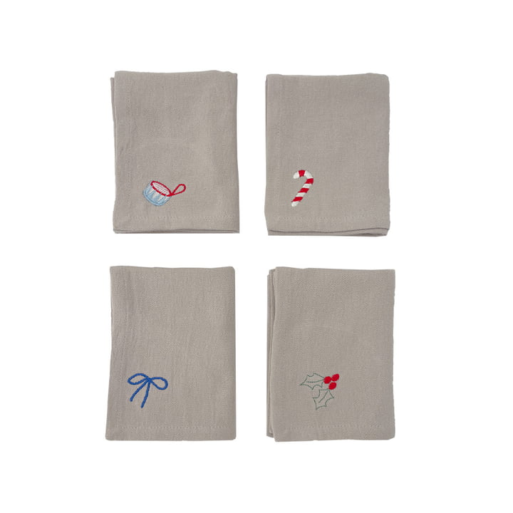 Serviette de Noël, marron (set de 4) de OYOY