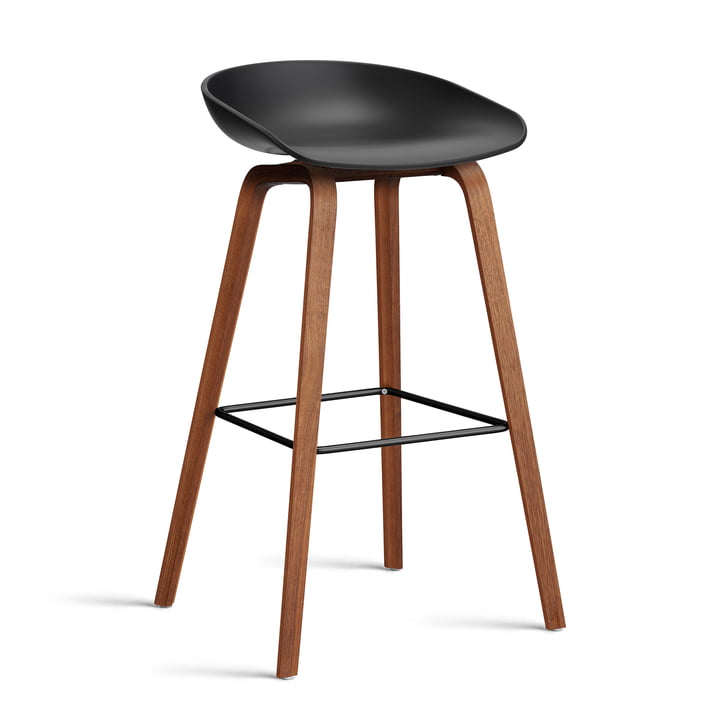 HAY - About A Stool AAS 32 H 85 cm, Noyer laqué / Acier noir / black 2. 0