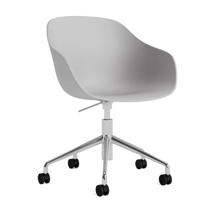 HAY - About A Chair AAC 252 avec gas-lift, aluminium poli / concrete grey 2. 0