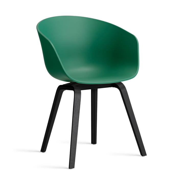 Hay - About A Chair AAC 22, Chêne laqué noir / teal green 2. 0