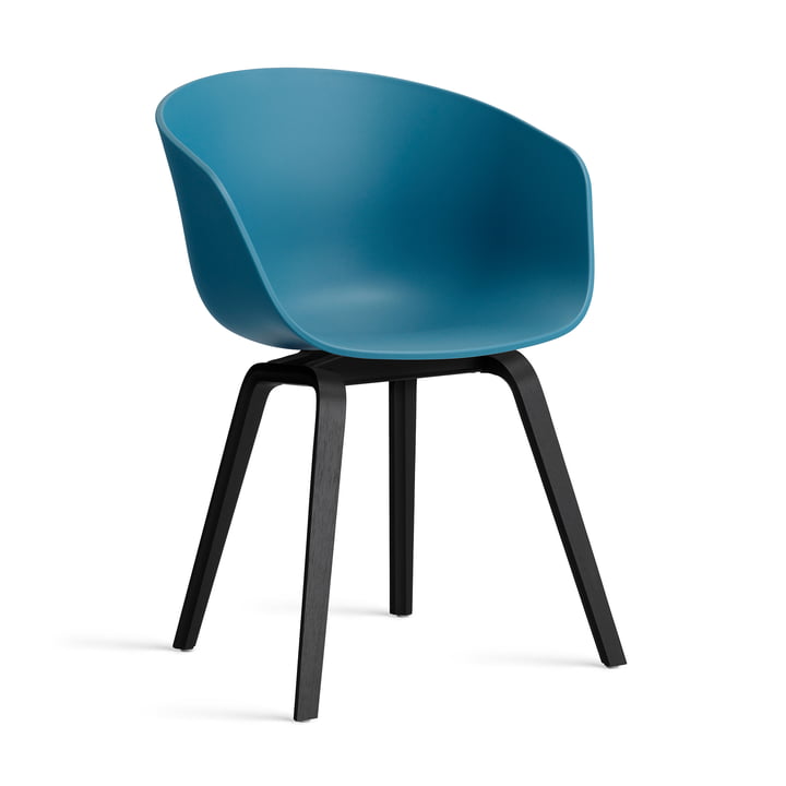 Hay - About A Chair AAC 22, chêne laqué noir / azure blue 2. 0