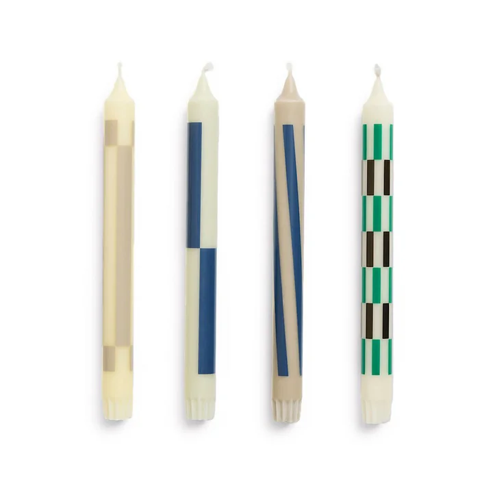 HAY - Pattern Bougies à tige, H 24 cm, cream / dark (set de 4)