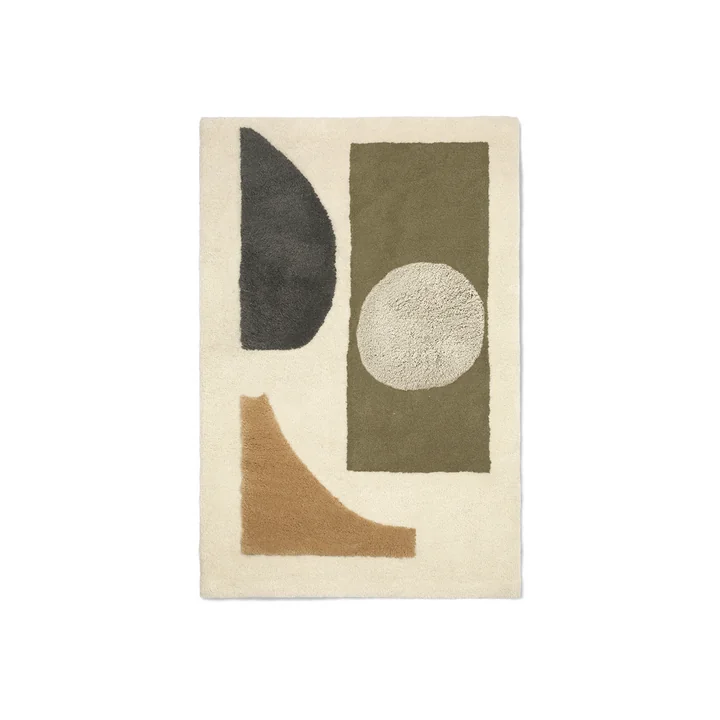 Ferm Living - Bloco tapis tufté, 80 x 120 cm, green / blanc cassé