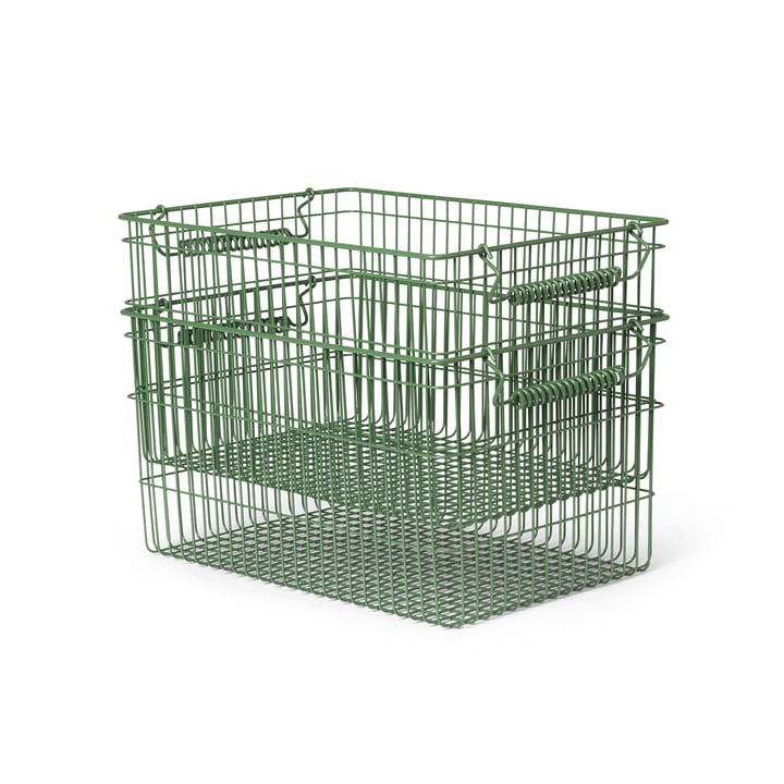 ferm Living - Cala Panier empilable, vert verdant (lot de 2)