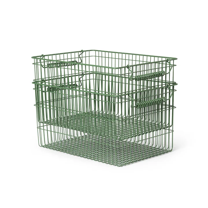 Ferm Living - Cala Panier empilable, vert verdant (lot de 2)