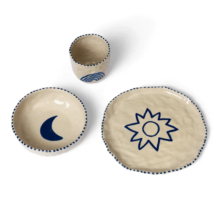 Ferm Living - Naive Ceramic Set, bleu foncé