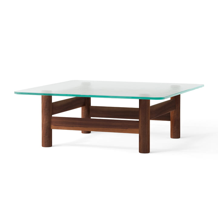 Brasilia Lounge Table, verre / noyer de Audo