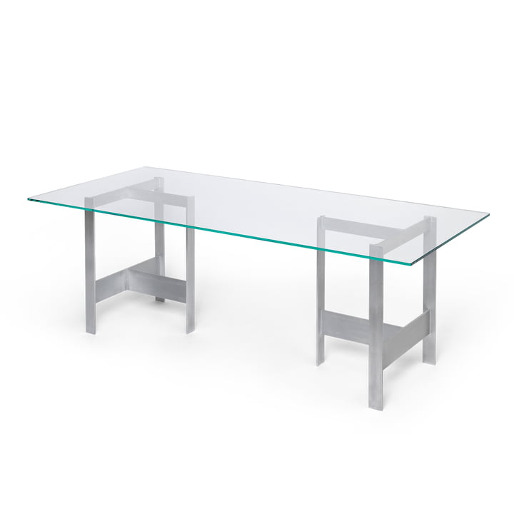 ferm Living - Lager Table de salle à manger, 200 x 90 cm, verre / aluminium