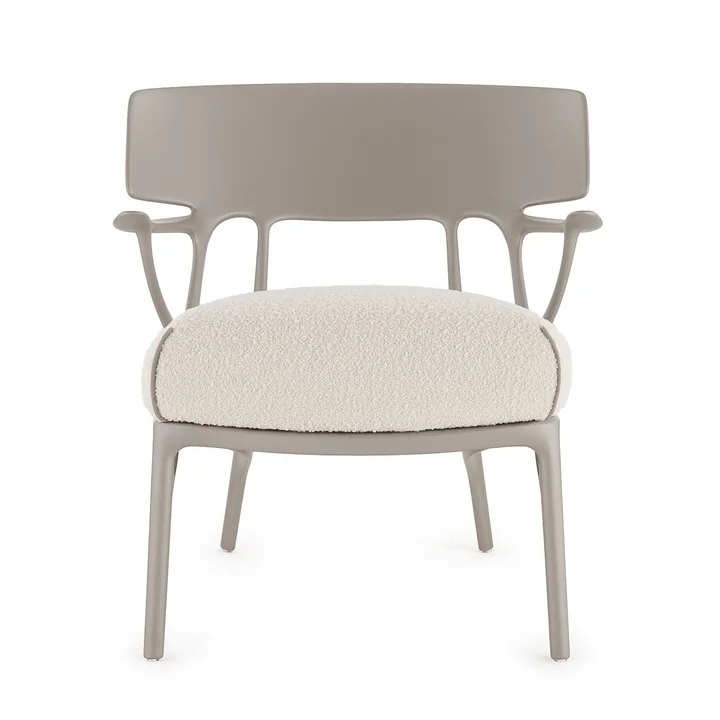 Kartell - A.I. Lounge Chair, gris / blanc (tissu Bouclé Riccio)