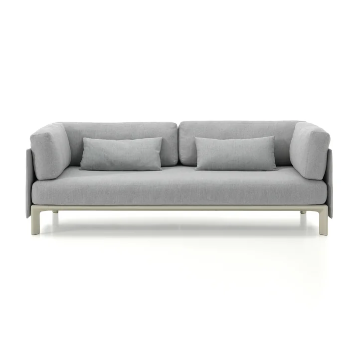Vitra - Anagram canapé modulaire flexible, 190 x 95 cm, incl. 2 coussins 65 x 30 cm, craie / galet mélangé (Dumet 06)
