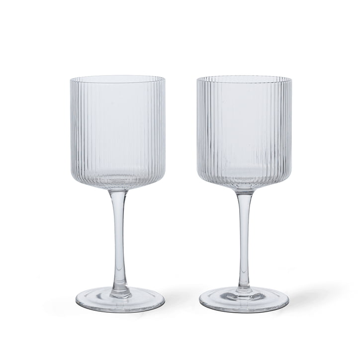 ferm Living - Ripple Verre à vin blanc, transparent (set de 2)