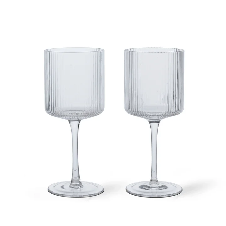Ferm Living - Ripple Verre à vin blanc, transparent (set de 2)