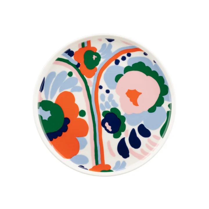 Marimekko - Oiva Karuselli Assiette, Ø 20 cm, blanc / bleu foncé / orange / rose