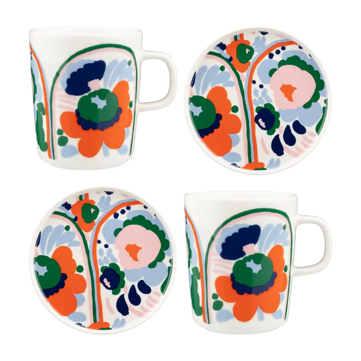 Marimekko - Karuselli Set de gobelets et d'assiettes, multicolore (4pcs)