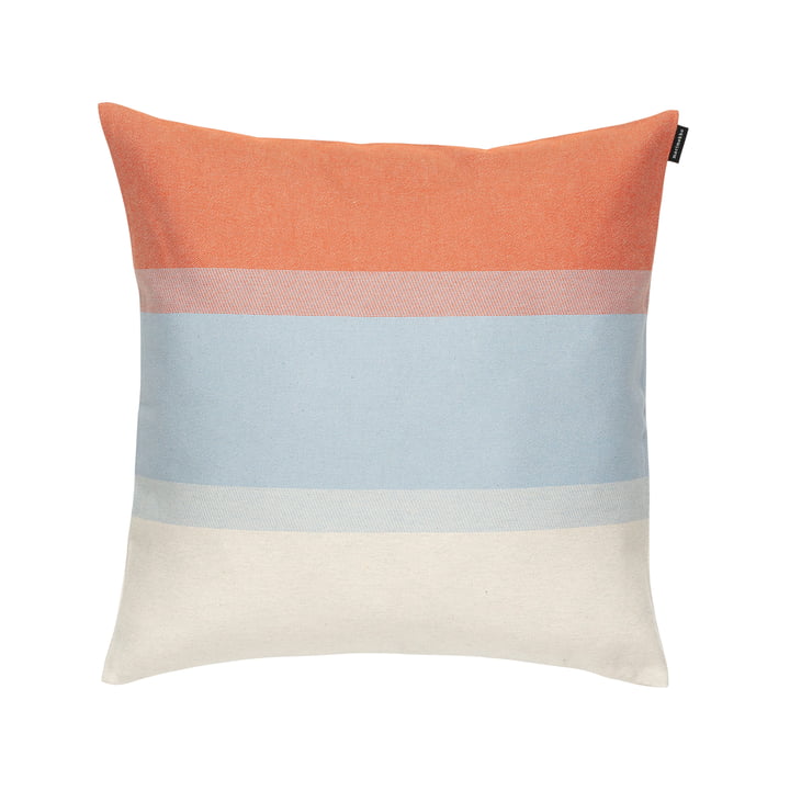 Marimekko - Hennika taie d'oreiller, 50 x 50 cm, orange / blanc / bleu clair