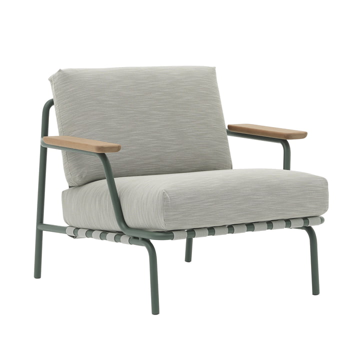 Muuto - Settle Outdoor Lounge Chair, vert / vert foncé (tissu Ribbed Weave 2)