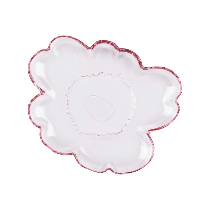 Marimekko - Unikko Assiette en verre, 20 cm, rose