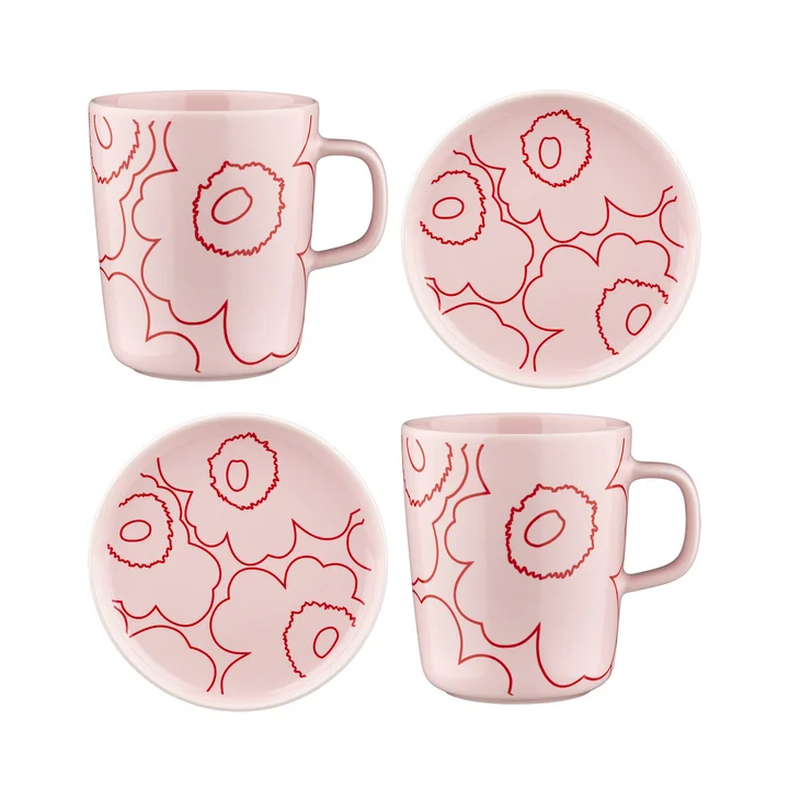 Marimekko - Oiva Piirto Unikko Set de vaisselle (4 pièces)