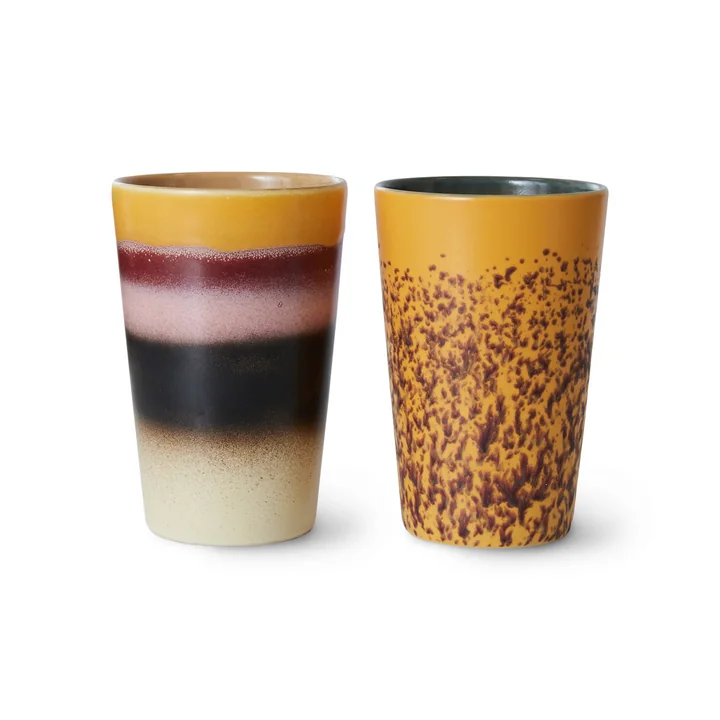 HKliving - 70's Mug à thé, 460 ml, beach (lot de 2)