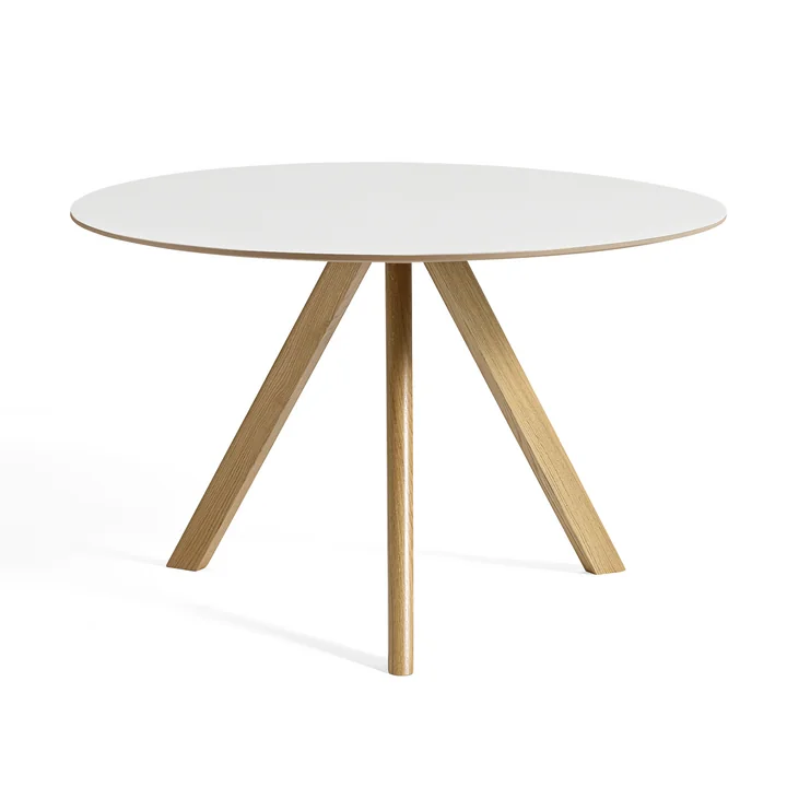 HAY - Copenhague CPH20 2. 0 Table Ø 120 cm, chêne laqué / stratifié blanc