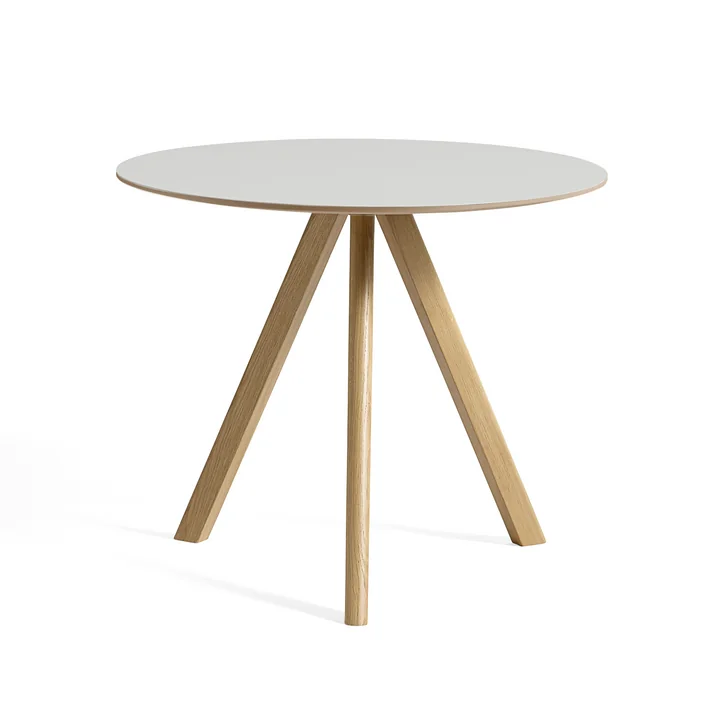 HAY - Copenhague CPH20 2. 0 Table Ø 90 cm, chêne laqué / linoléum blanc cassé