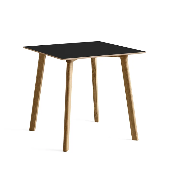 HAY - Copenhague CPH Deux 210 2. 0 Table de salle à manger 75 x 75 cm, chêne laqué mat / stratifié ink black