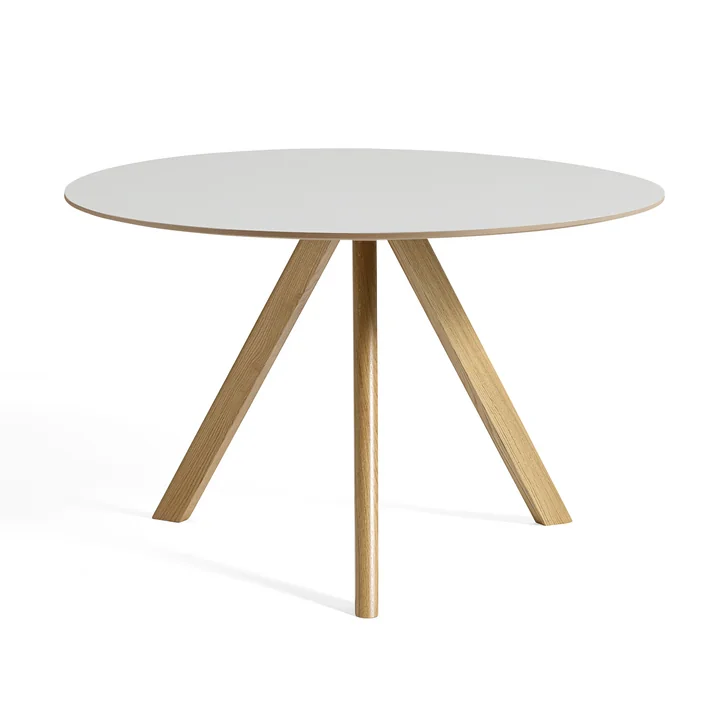 HAY - Copenhague CPH20 2. 0 Table Ø 120 cm, chêne laqué / linoléum blanc cassé