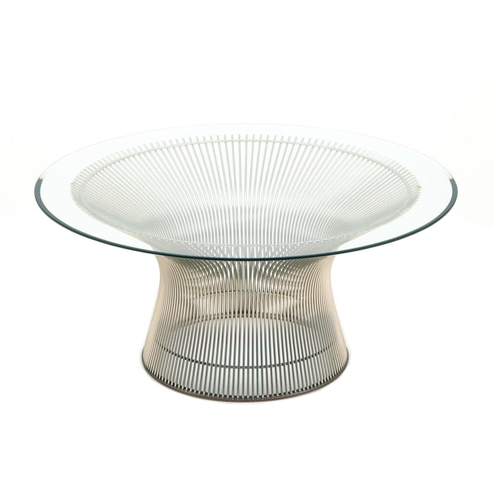 Knoll - Platner Table basse, nickel poli / verre cristal