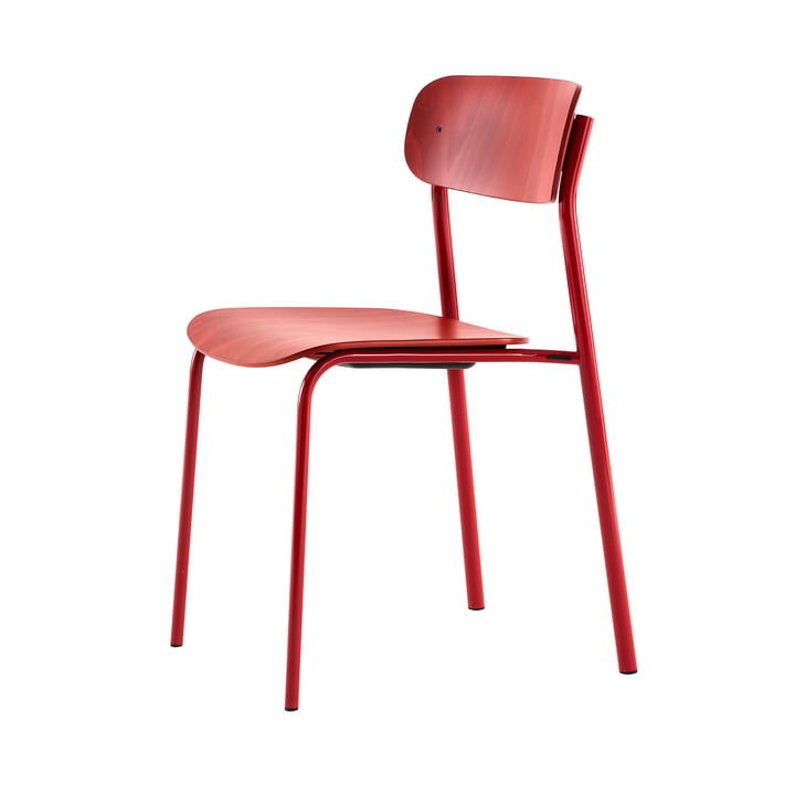 Thonet - S 243 chaise, rouge tomate (RAL 3013) / hêtre teinté rouge rouille (TP 239) / rivets noirs