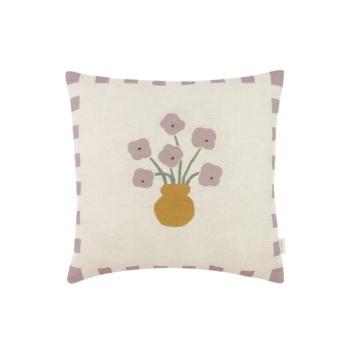 Nobodinoz - Vibes Coussin 40 x 40 cm, fleurs, lilas