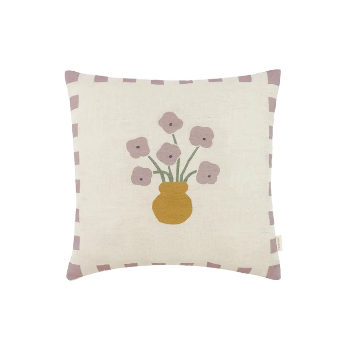 Nobodinoz - Vibes Coussin 40 x 40 cm, fleurs, lilas