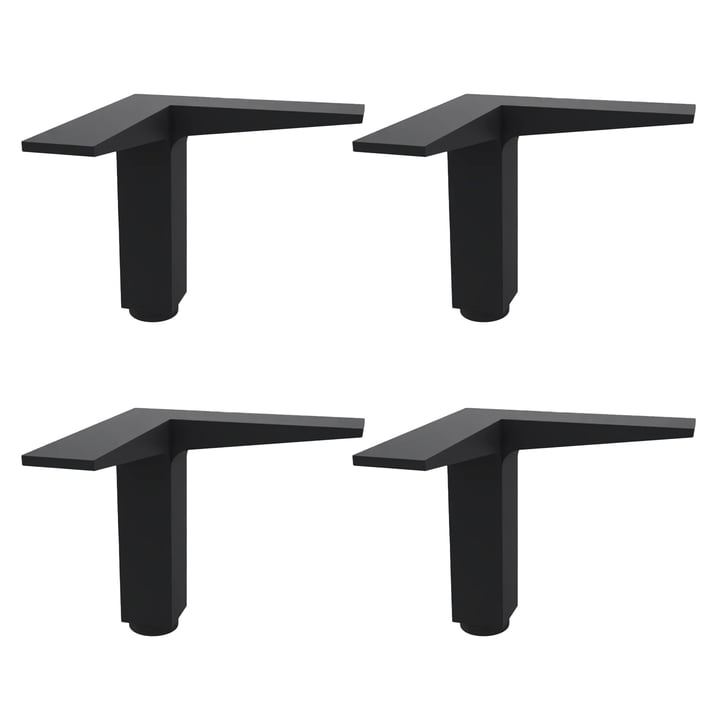 Müller Small Living - Vertiko Pieds, réglables en hauteur, noir (lot de 4)