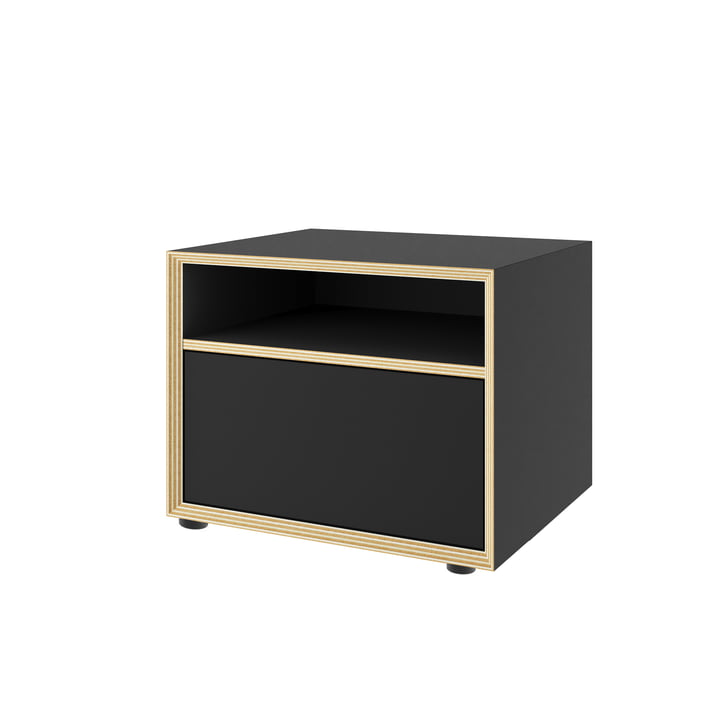 Müller Small Living - Vertiko petite commode avec grand tiroir en bas, noir mat