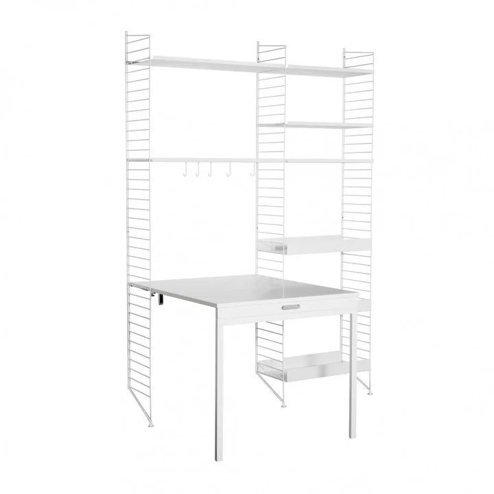 String - Combinaison de postes de travail, 158 x 200 x 30 cm, blanc