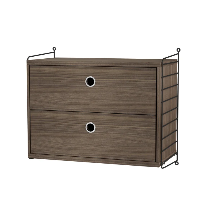 String - Table de nuit, 58 x 50 x 30 cm, noyer / noir