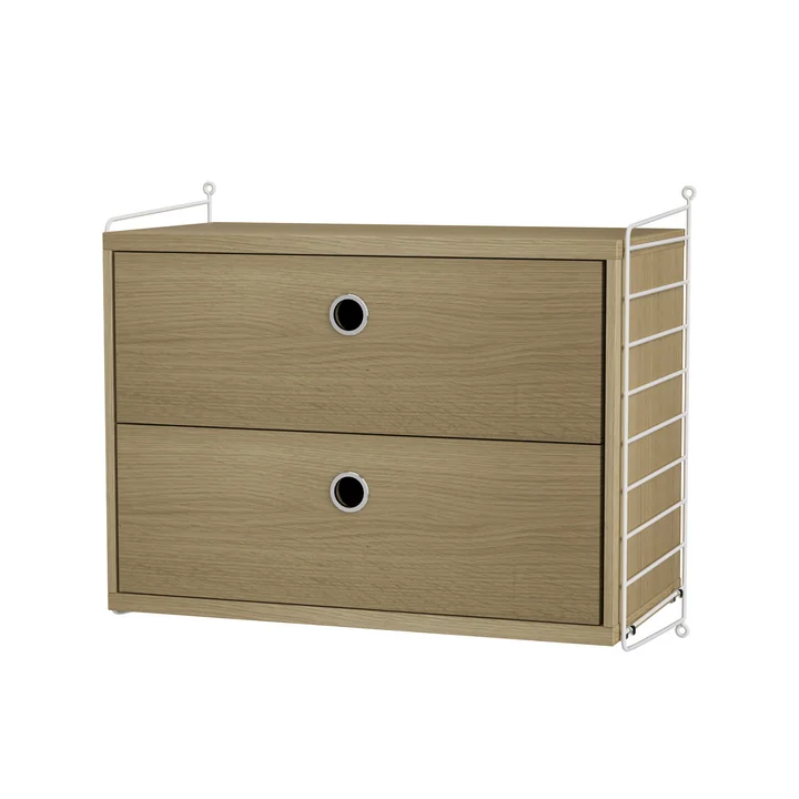 String - Table de nuit, 58 x 50 x 30 cm, chêne / blanc