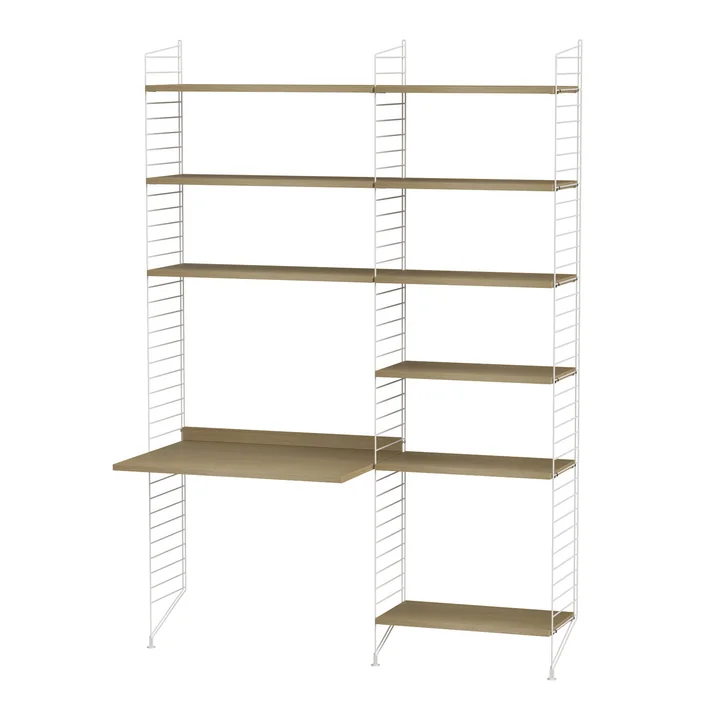 String - Combinaison de postes de travail, 140 x 200 x 30 cm, chêne / blanc