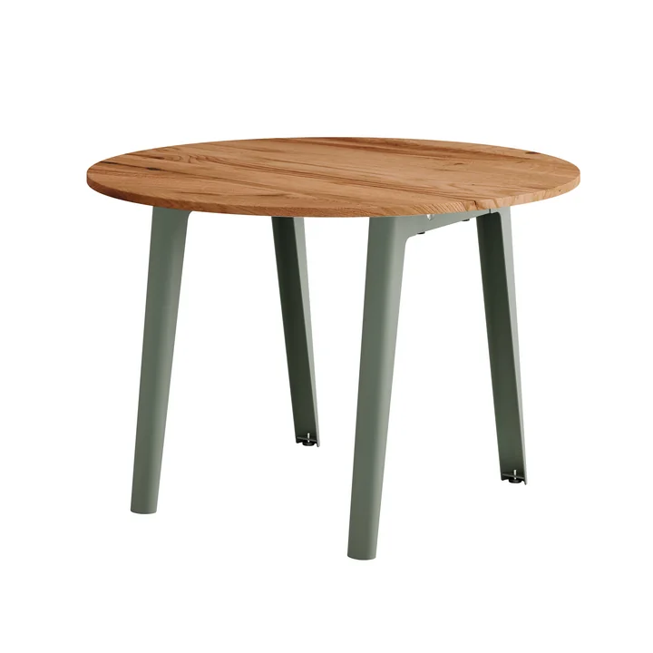 TipToe - NEW MODERN Table de salle à manger Ø 110 cm, vieux bois recyclé / eucalyptus gris