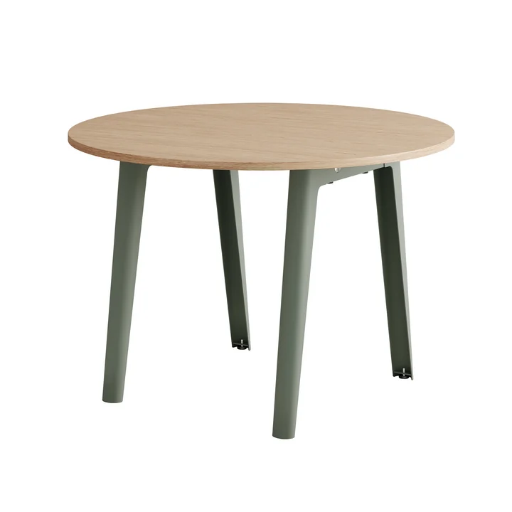 TipToe - NEW MODERN round Table de salle à manger Ø 110 cm, chêne / eucalyptus grey