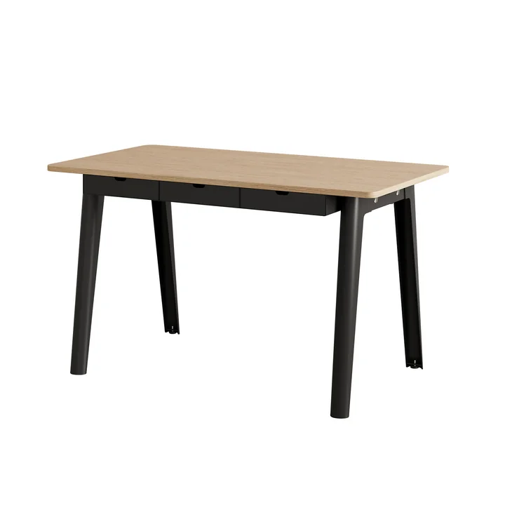 TipToe - NEW MODERN Bureau avec tiroirs, 75 x 130 cm, bouleau / graphite noir