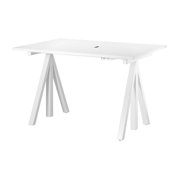 String - Works Bureau, réglable en hauteur, blanc, plateau 120 x 78 cm