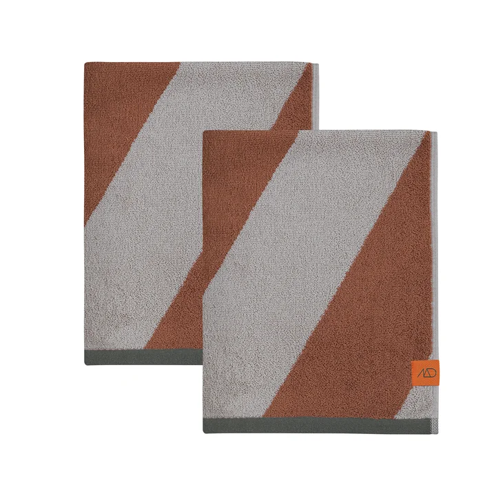 Mette Ditmer - Diagonal Serviette d'invité, 40 x 55 cm, brick (lot de 2)