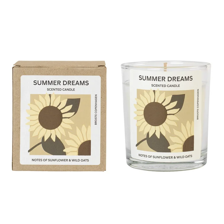 Broste Copenhagen - Summer Dreams Bougie parfumée, Ø 7,4 x H 8,3 cm, blanc