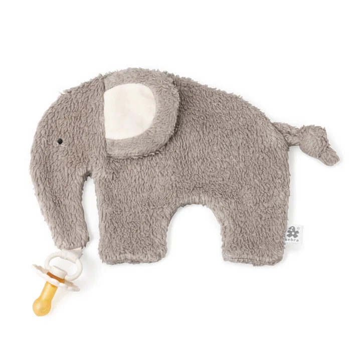 Sebra - Doudou et attache-sucette, éléphant, gris