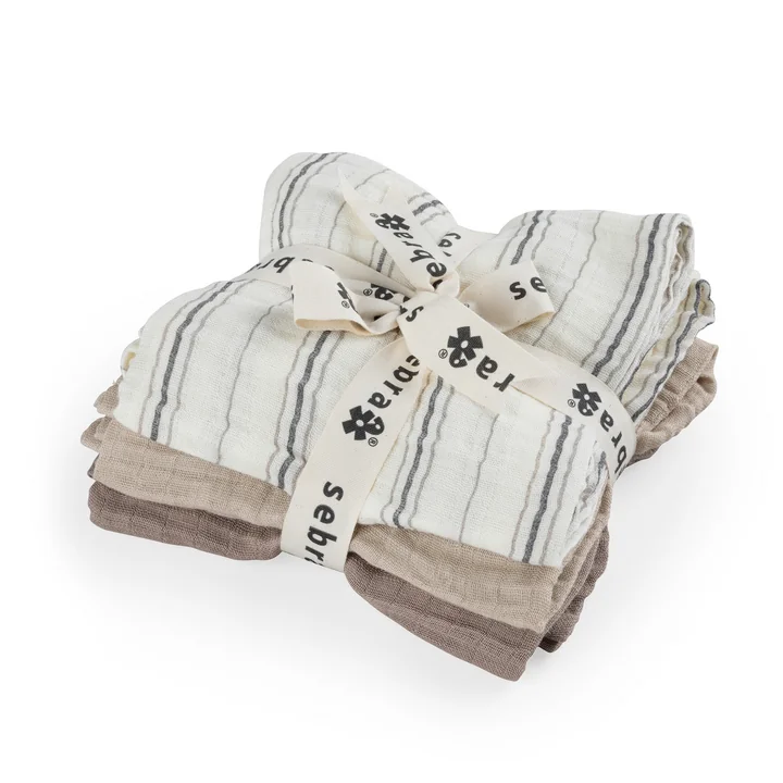 Sebra - Linge de bain, cream stripe / beige (set de 3)