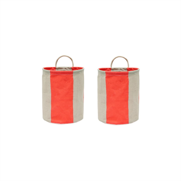 OYOY - Kara Panier de rangement S, cherry red (lot de 2)