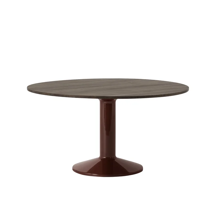 Midst Table de salle à manger, Ø 140 cm, chêne huilé foncé / rouge foncé de Muuto